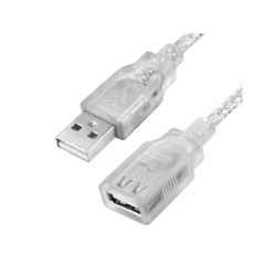 GCR Удлинитель PROF 5.0m USB 2.0, AM/AF, прозрачный, литой, ферритовые кольца, 28/26 AWG, экран, армированный, морозостойкий, GCR-51128