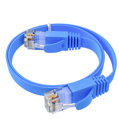 GCR Патч-корд PROF плоский прямой 3.0m, UTP медь кат.6, синий, 30 AWG, ethernet high speed 10 Гбит/с, RJ45, T568B