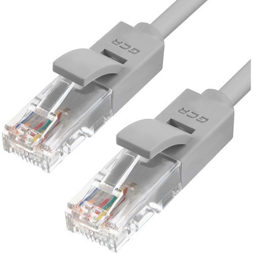 GCR Патч-корд перекрестный ethernet 0.5m UTP кат.5е, серый, RJ45, литой