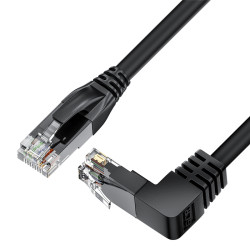 GCR Патч-корд прямой 2.0m UTP кат.5e, черный, нижний угол, литой, ethernet high speed, RJ45, T568B, GCR-53196