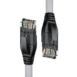 Патч-корд прямой 15.0m UTP кат.5e, серый, черные коннекторы, 24 AWG, литой, ethernet high speed 1 Гбит/с, RJ45, T568B