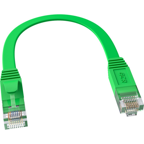 GCR Патч-корд PROF плоский прямой 0.15m, UTP медь кат.6, зеленый, 30 AWG, ethernet high speed 10 Гбит/с, RJ45, T568B, GCR-52280