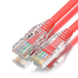 GCR Патч-корд 3.0m UTP кат.6, красный, коннектор ABS, 24 AWG, ethernet high speed 10 Гбит/с, RJ45, T568B, GCR-55415