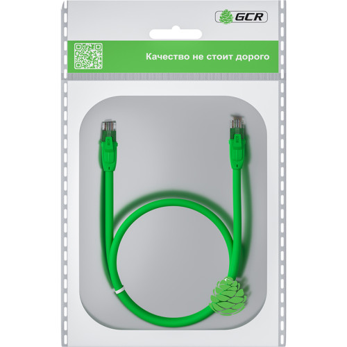 GCR Патч-корд прямой 1.0m UTP кат.6, зеленый, 24 AWG, ethernet high speed, RJ45, T568B, GCR-52385