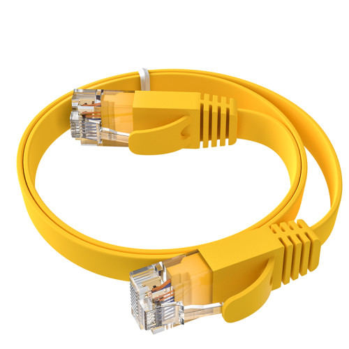 GCR Патч-корд PROF плоский прямой 2.0m, UTP медь кат.6, желтый, 30 AWG, ethernet high speed 10 Гбит/с, RJ45, T568B, GCR-52827