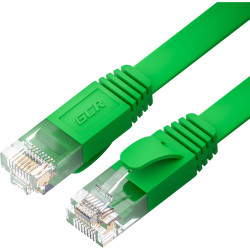 GCR Патч-корд PROF плоский прямой 7.5m, UTP медь кат.6, зеленый, 30 AWG, ethernet high speed 10 Гбит/с, RJ45, T568B, GCR-52844