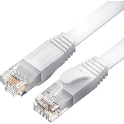 GCR Патч-корд PROF плоский прямой 3.0m, UTP медь кат.6, белый, 30 AWG, ethernet high speed 10 Гбит/с, RJ45, T568B, GCR-52867