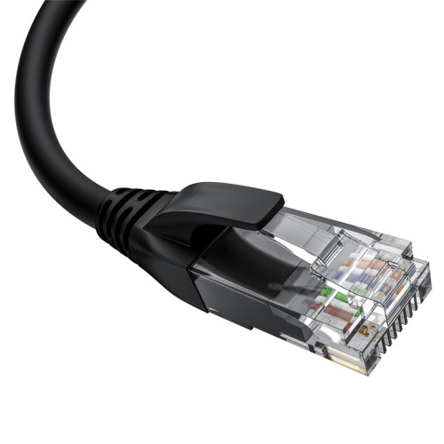 GCR Патч-корд прямой 1.0m UTP кат.5e, черный, верхний угол, литой, ethernet high speed, RJ45, T568B, GCR-53199