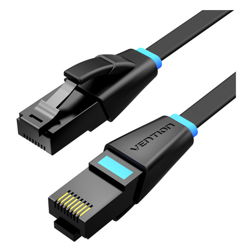 Патч-корд Vention прямой UTP cat.6, RJ45 - 1,5м. плоский Черный