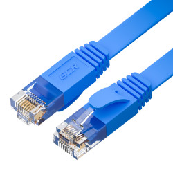 GCR Патч-корд PROF плоский прямой 1.0m, UTP медь кат.6, синий, 30 AWG, ethernet high speed 10 Гбит/с, RJ45, T568B, GCR-53085