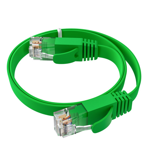 GCR Патч-корд PROF плоский прямой 1.0m, UTP медь кат.6, зеленый, 30 AWG, ethernet high speed 10 Гбит/с, RJ45, T568B, GCR-52836