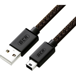 GCR Кабель PROF 0.7m USB 2.0, AM/mini 5P, черно-прозрачный, 28/24 AWG, экран, армированный, морозостойкий, GCR-50931