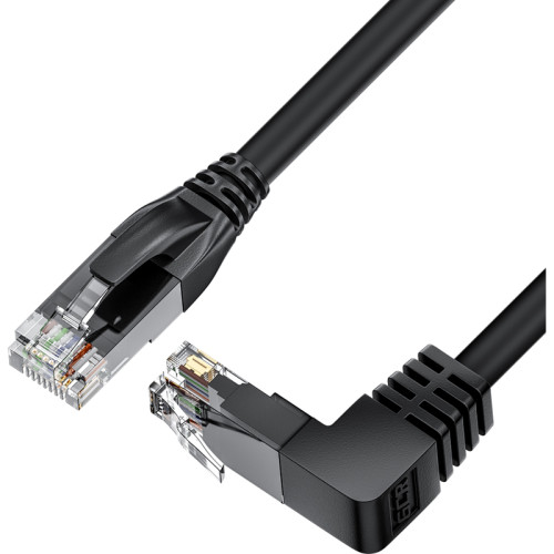 GCR Патч-корд прямой 7.5m UTP кат.5e, черный, нижний угол, литой, ethernet high speed, RJ45, T568B