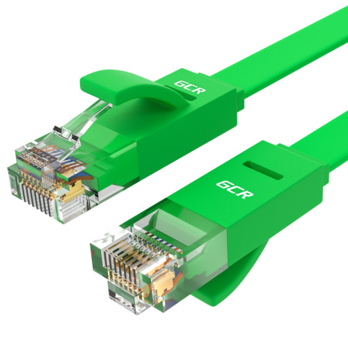 Greenconnect Патч-корд PROF плоский прямой 0.5m, UTP медь кат.6, зеленый, 30 AWG, GCR-LNC625-0.5m, ethernet high speed 10 Гбит/с, RJ45, T568B