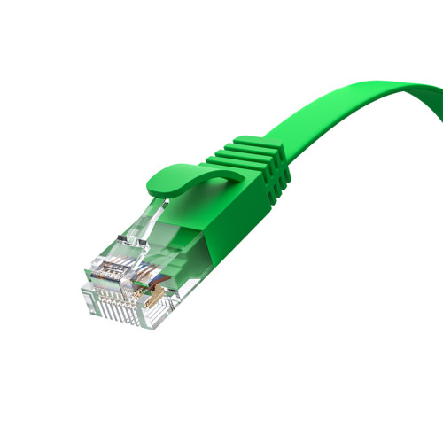 GCR Патч-корд PROF плоский прямой 3.0m, UTP медь кат.6, зеленый, 30 AWG, ethernet high speed 10 Гбит/с, RJ45, T568B, GCR-52842