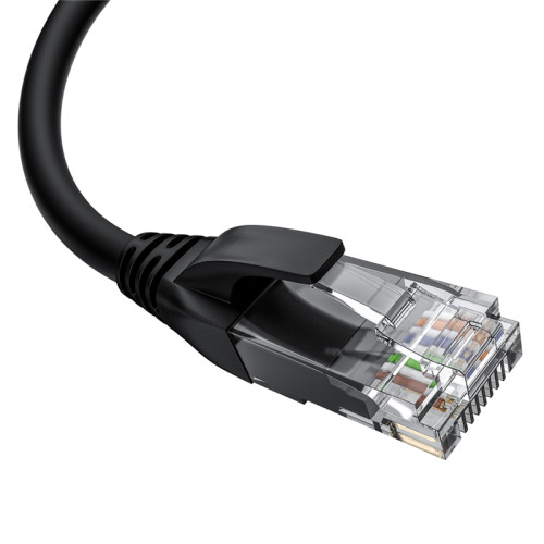 GCR Патч-корд прямой 0.5m UTP кат.5e, черный, нижний угол, литой, ethernet high speed, RJ45, T568B, GCR-53194