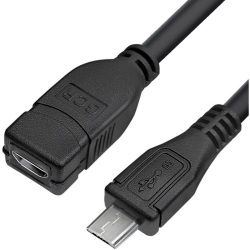 GCR Удлинитель 0.5m MicroUSB M/F, черный, 28/28 AWG, GCR-52444