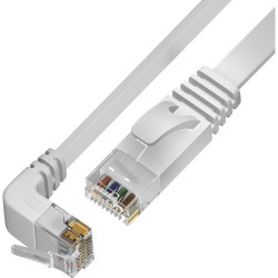 GCR Патч-корд PROF плоский 2.0m, UTP медь кат.6, белый, нижний угол, ethernet high speed 10 Гбит/с, RJ45, T568B