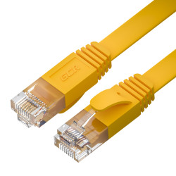 GCR Патч-корд PROF плоский прямой 15.0m, UTP медь кат.6, желтый, 30 AWG, ethernet high speed 10 Гбит/с, RJ45, T568B, GCR-52826