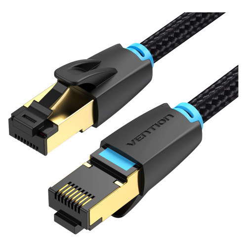 Патч-корд Vention прямой SFTP cat.8 RJ45 - 2м. Черный Тканевая оплетка