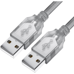 GCR Кабель 0.3m USB 2.0, AM/AM, прозрачный, 28/28 AWG, экран, армированный, морозостойкий, GCR-UM3M-BB2S-0.3m