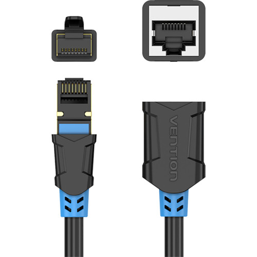 Патч-корд удлинитель Vention прямой SSTP cat.6, RJ45 - 3м. Черный