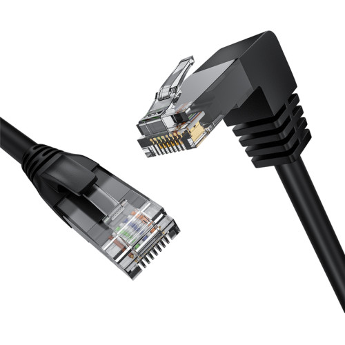 GCR Патч-корд прямой 3.0m UTP кат.5e, черный, нижний угол, литой, ethernet high speed, RJ45, T568B, GCR-53197