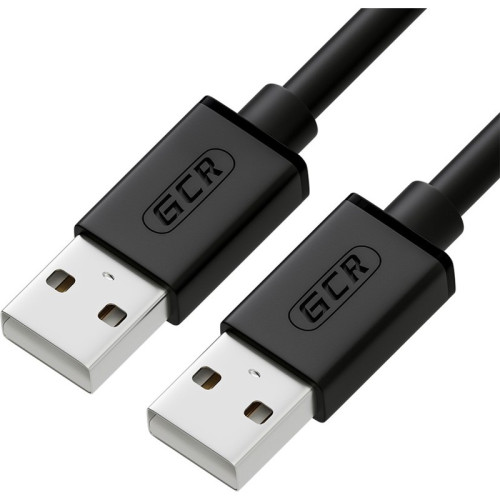 GCR Кабель 0.75m USB 2.0, AM/AM, черный, 28/28 AWG, экран, армированный, морозостойкий, GCR-UM2M-BB2S-0.75m