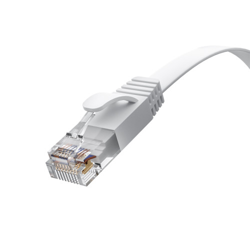 GCR Патч-корд PROF плоский прямой 1.5m, UTP медь кат.6, белый, 30 AWG, ethernet high speed 10 Гбит/с, RJ45, T568B, GCR-52848