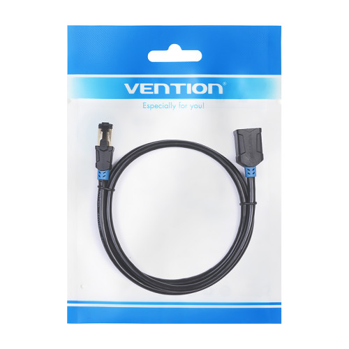 Патч-корд удлинитель Vention прямой SSTP cat.6, RJ45 - 1.5м. Черный