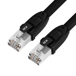 GCR Патч-корд LSZH PROF кат.8 ethernet  0.3m F/FTP,  RJ45, CU, 26 AWG, литой, прямой, черный, экранированные коннекторы