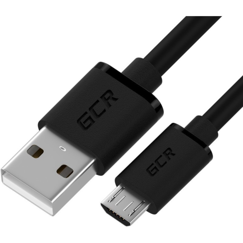 GCR QC Кабель 0.15m MicroUSB, быстрая зарядка, черный TPE, черные коннекторы, 28/22 AWG, GCR-53422