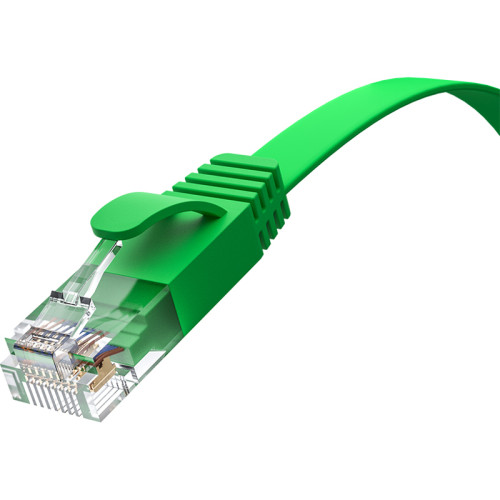 GCR Патч-корд PROF плоский прямой 0.15m, UTP медь кат.6, зеленый, 30 AWG, ethernet high speed 10 Гбит/с, RJ45, T568B, GCR-52280