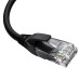 GCR Патч-корд прямой 0.5m UTP кат.5е, черный, правый угол, литой, ethernet high speed, RJ45, T568B, GCR-53143