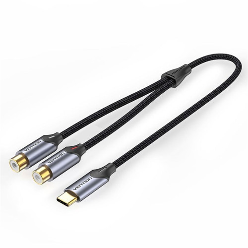 Переходник-разветвитель Vention гибкий USB-C M/2RCA F - 1м