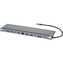 Адаптер/ Адаптер TC--->2USB3.0+USB2.0+RJ45(100mbs)+2HDMI+VGA+PD+TypeC+TF+SD+audio, iOpen <ACU4700>