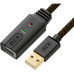 GCR Удлинитель активный 3.0m USB 2.0, AM/AF, GOLD, черно-прозрачный, с усилителем сигнала, 28/24 AWG, разъём для доп.питания, 44-050616