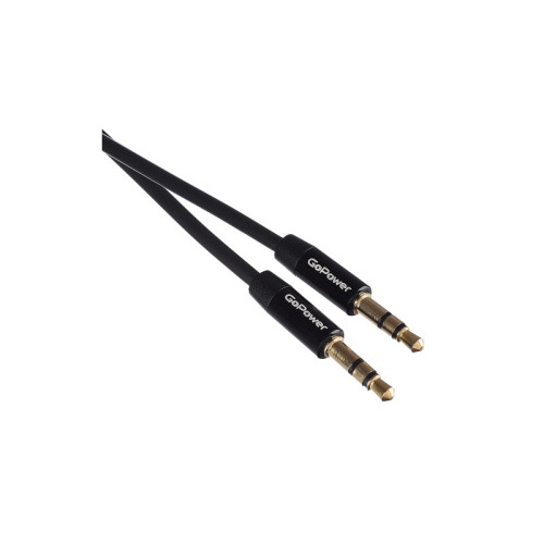 Кабель AUX GoPower Jack 3.5mm (m)-Jack 3.5mm (m) 1.5м TPE черный в пакете (1/400)