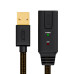 GCR Удлинитель активный 5.0m USB 2.0, AM/AF, GOLD, черно-прозрачный, с усилителем сигнала, 28/24 AWG, разъём для доп.питания, 44-050600