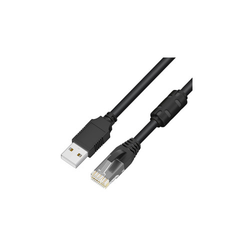 GCR Кабель консольный 1.0m USB 2.0, AM/RJ50 (10P10C), черный, ферритовое кольцо, 28/24 AWG, экран, армированный