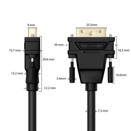 Greenconnect Кабель HDMI-DVI 15.0m черный, OD8.0mm, 28/26 AWG, позолоченные контакты, 19pin AM / 24+1M AM Dual Link, тройной экран, GCR-51510