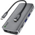 GCR TypeC Hub 10 в 1 HDMI + VGA + RJ45 + USB3.0 x3 + Card Reader + Audio + TypeC PD