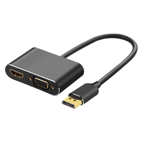 Кабель-переходник/ Кабель-переходник DisplayPort(M) ---> HDMI(F)+VGA(F)4K@30Hz VCOM Allum shell<CG640M-0.15>