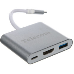 Кабель-концентратор/ Кабель-концентратор USB3.1 TypeCm -->HDMI+USB3.0 +PD charging 4K@30Hz, Telecom<TUC010>