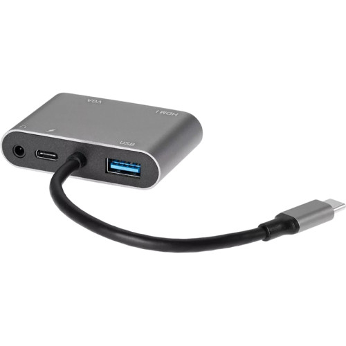 Адаптер/ Адаптер USB Type-Cm-->VGA, HDMI 4k*30Hz, USB3.0, PD, Audio, iOpen (Aopen/Qust)<ACU4511>