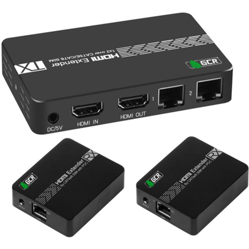 GCR Разветвитель HDMI 1.4 через LAN кабель, 1 x 2 GreenLine, до 50.0m, 1080P 60Hz, EDID, удлинитель ИК