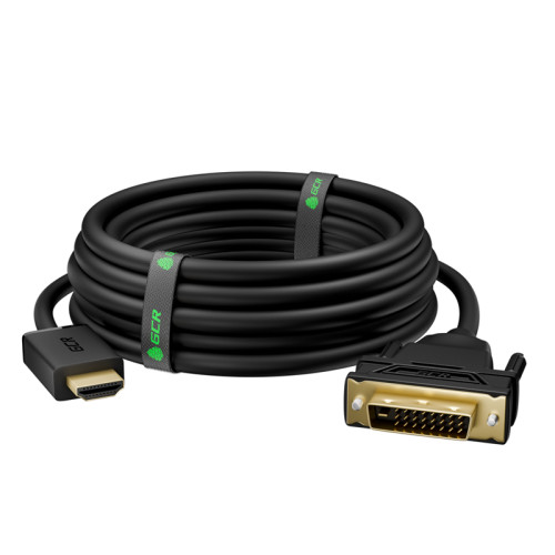 GCR Кабель 15.0m HDMI-DVI черный, OD8.0mm, 28/26 AWG, позолоченные контакты, 19M / 25M Dual Link, тройной экран, 44-050625