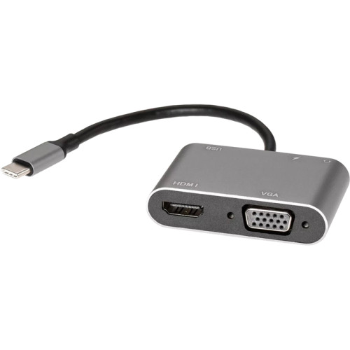 Адаптер/ Адаптер USB Type-Cm-->VGA, HDMI 4k*30Hz, USB3.0, PD, Audio, iOpen (Aopen/Qust)<ACU4511>