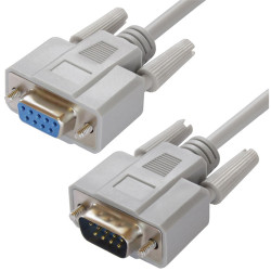 GCR Удлинитель 2.0m 0-модемный COM, DB9/DB9  9M/9F, серый, 30 AWG, GCR-52032