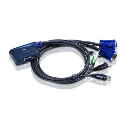 Переключатель, электрон., KVM+Audio,  1 user USB+VGA =>  2 cpu USB+VGA, со встрШнурами USB 2x1.2м., 2048x1536, настол., исп., без OSD, некаскад..,  [CS62U]/ 2 PORT USB KVM  Switch.